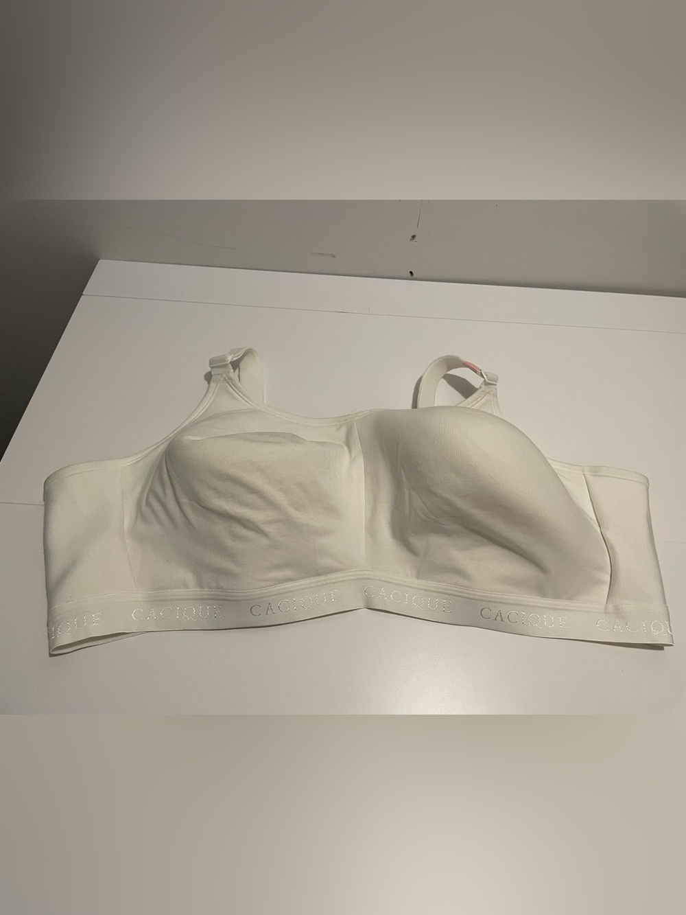 Cacique Brand Women's size 50D Cotton Lightly Lined No-Wire Bra White NWT